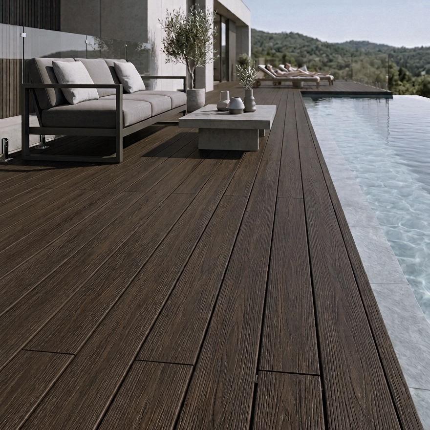 Декинг подова настилка WPC 3D Wood Dark Brown 360cm x 15cm x 25mm