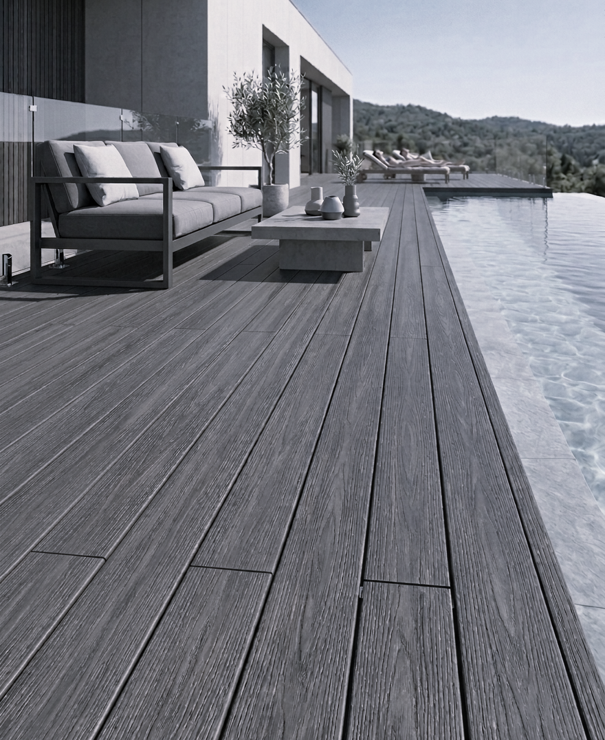 Декинг подова настилка WPC 3D Wood Grey 360cm x 15cm x 25mm