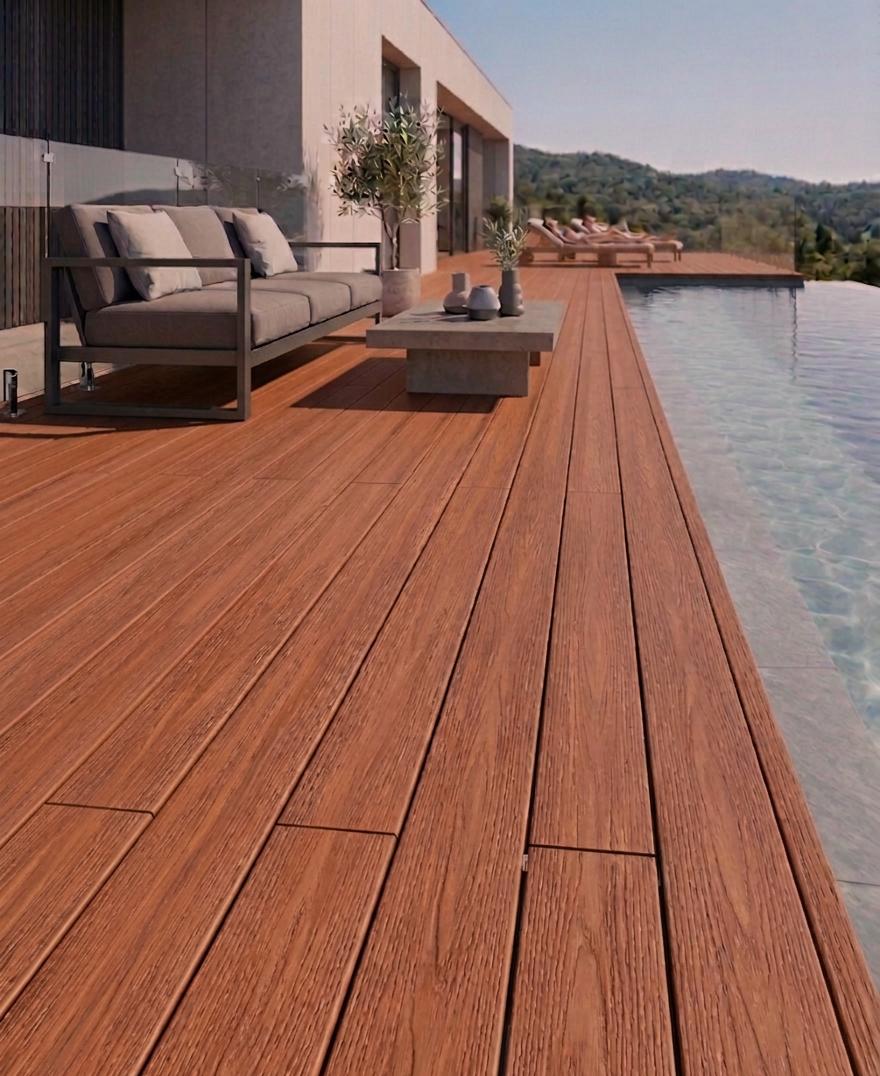 Декинг подова настилка WPC 3D Wood Terracotta 360cm x 15cm x 25mm